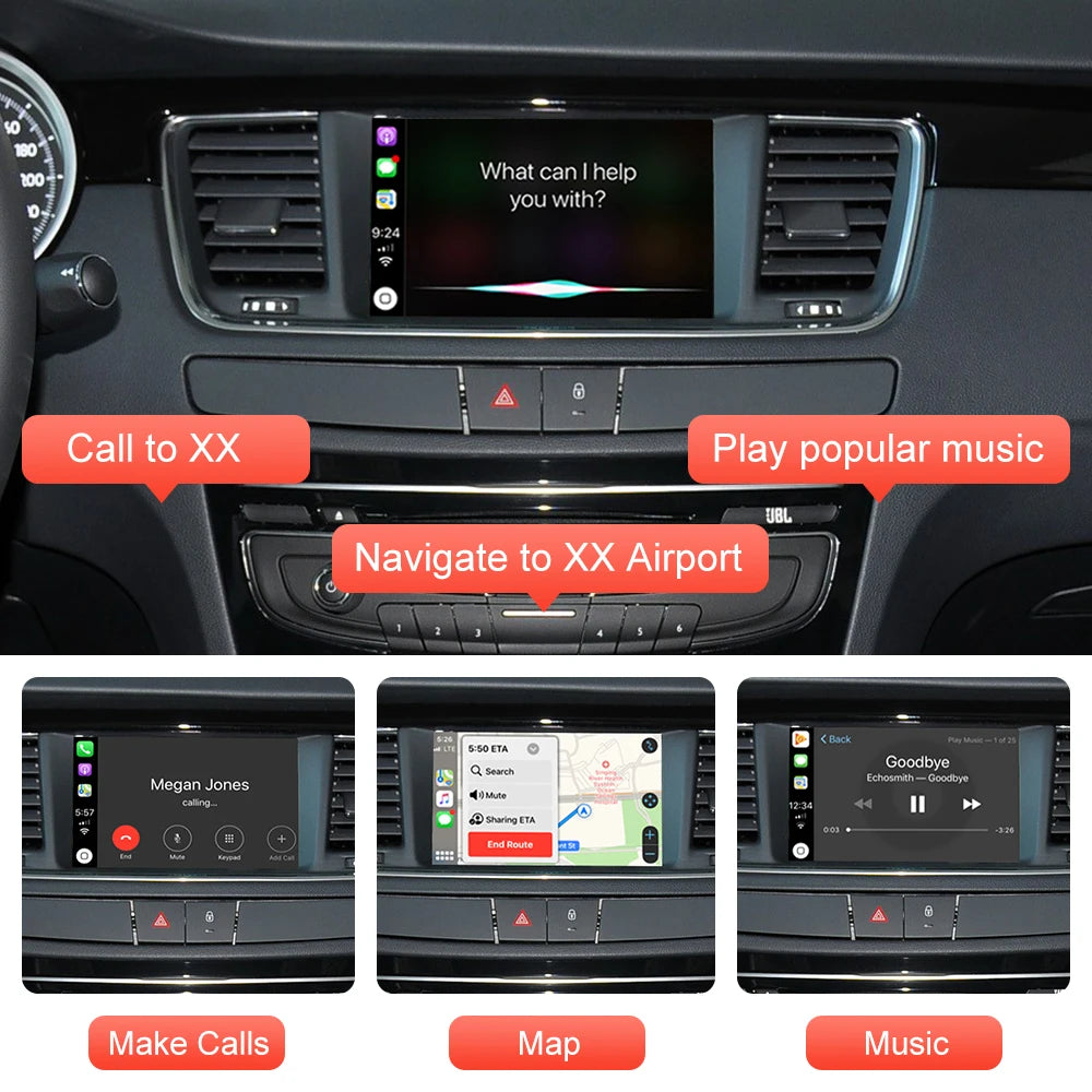 Wireless CarPlay pentru Peugeot 508 2008 408 2014-2016 Ecran 7“ cu Android Auto Mirror Link Accesoriu AirPlay Car Play