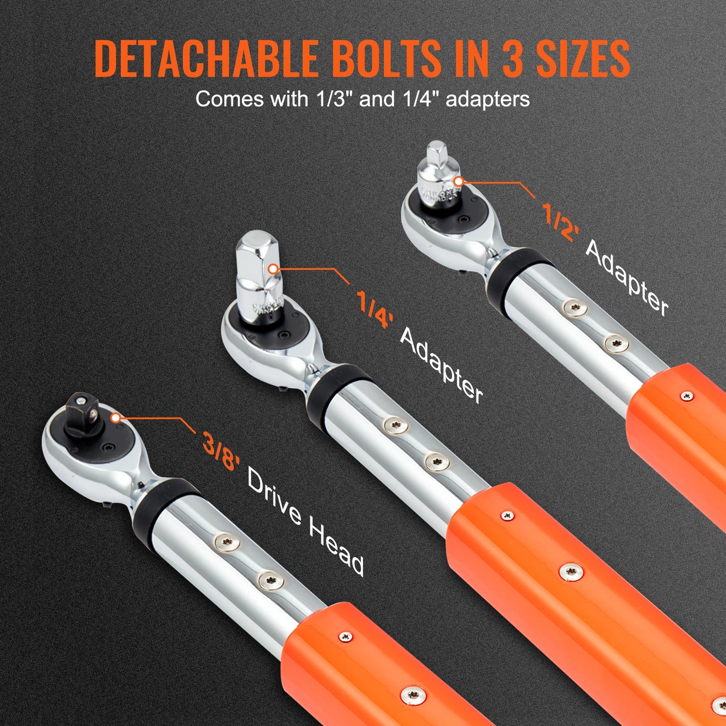 VEVOR 3/8" 1/2" Digital Torque Wrench Drive Electronic Torque Wrench Torque Wrench Kit 3.7-37/25-250ft.lb Torque Accurate Range