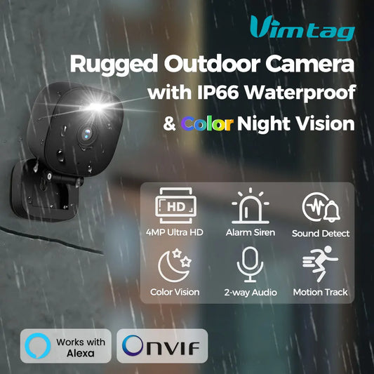 Mini cameră de securitate VIMTAG pentru exterior WiFi 4MP PIR Lumină inteligentă culoare Viziune nocturnă AI Detect Camera CCTV impermeabilă Supraveghere IP