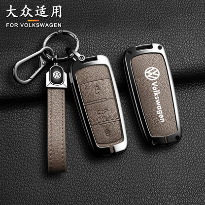 Leather Car Zinc Alloy  Key Case Cover Remote Shell For Volkswagen VW Passat  3C CC B6 B7 B7L R36 Maogotan B5 Keychain Accessory