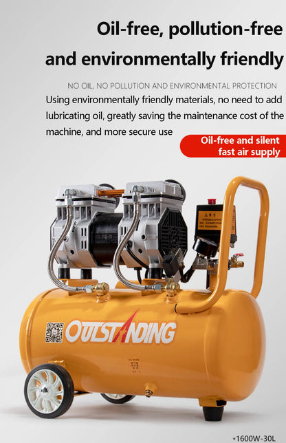 Air Compressor Oil-Free Silent Fast Air Supply 220V50L/60L For Household Maintenance Woodworking Painting