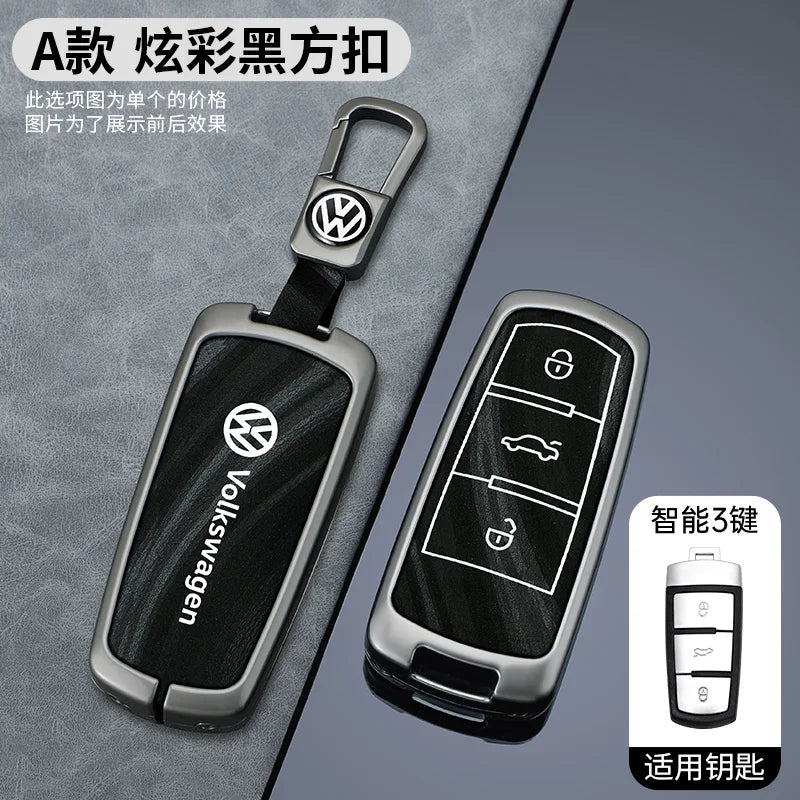 Leather Car Zinc Alloy  Key Case Cover Remote Shell For Volkswagen VW Passat  3C CC B6 B7 B7L R36 Maogotan B5 Keychain Accessory