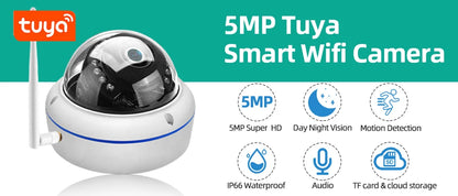 5MP HD Tuya Wifi IP Dome Cameră de securitate pentru casă în aer liber impermeabilă Audio Recrod Wireless CCTV Video Supraveghere Camera Smart Life