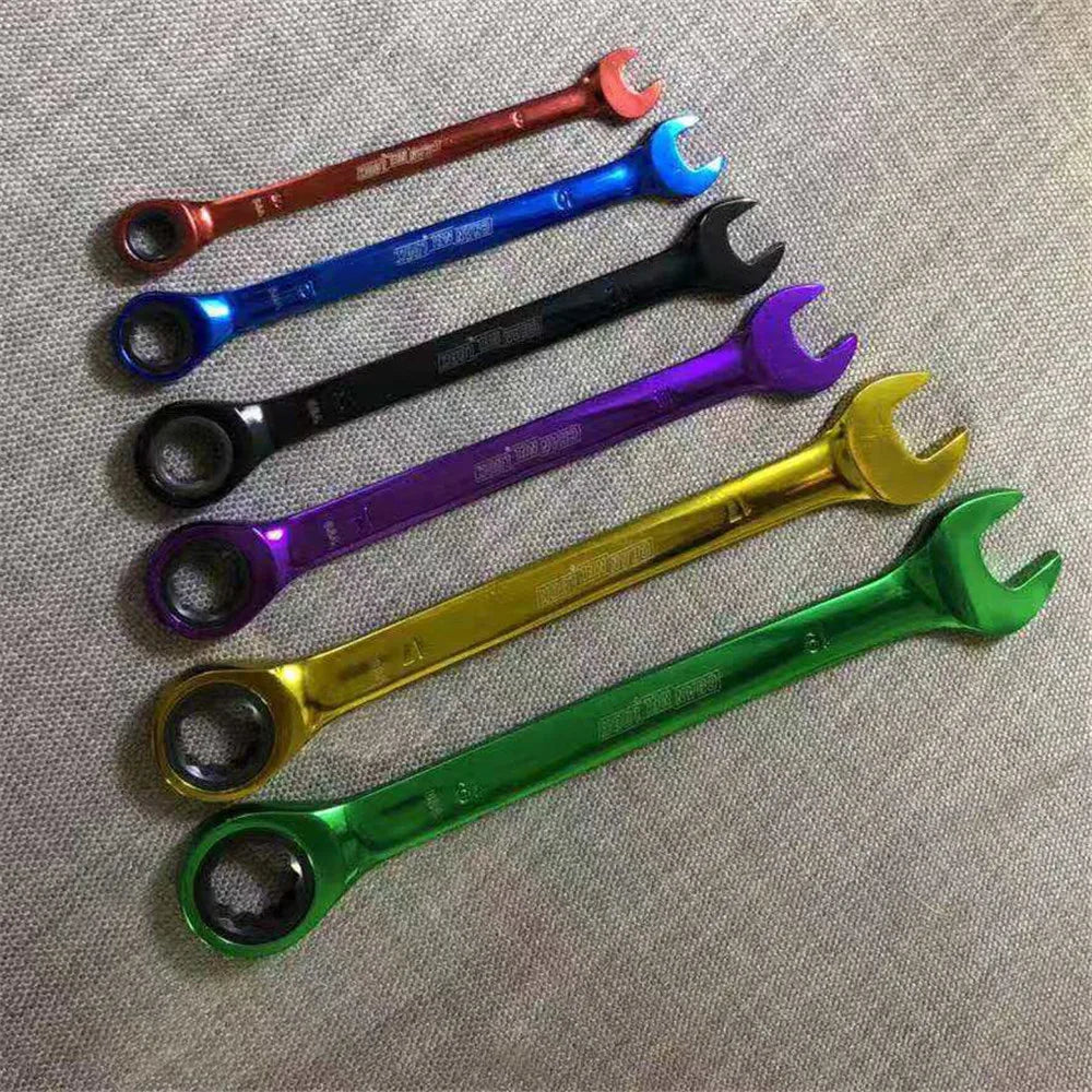 6pcs Color Ratchet  8/10/12/14/17/19mm Wrenches Dual-purpose Open Movable Multi-function Wrench Hex Key Hardware Hand Tools