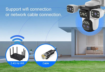 LS VISION 20MP 10X Zoom Patru Ecrane WiFi Cameră IP fără fir pentru exterior 10K Patru lentile PTZ Human Auto Tracking Camere de supraveghere