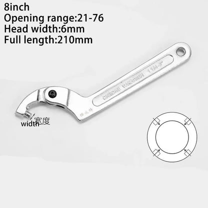 Adjustable Wrench Hook 19-51/32-76/51-120mm Hand Tools Spanner Square/Round Head CR-V Spanner Key for Round Bolt Hand Tools