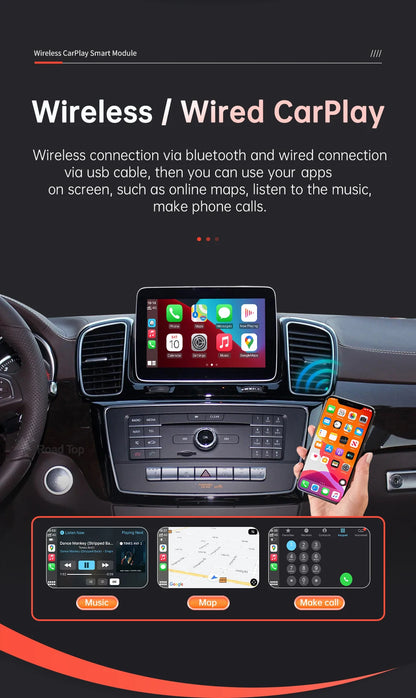 Road Top Wireless CarPlay Android Auto for Mercedes Benz GLE GLS 2016-2018, with Mirror Link AirPlay Car Play Functions