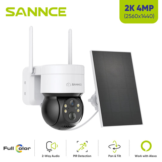 Caméra de surveillance vidéo WiFi Annke 4MP Audio bidirectionnel Batterie rechargeable 18650 avec panneau solaire Stockage extérieur 128G