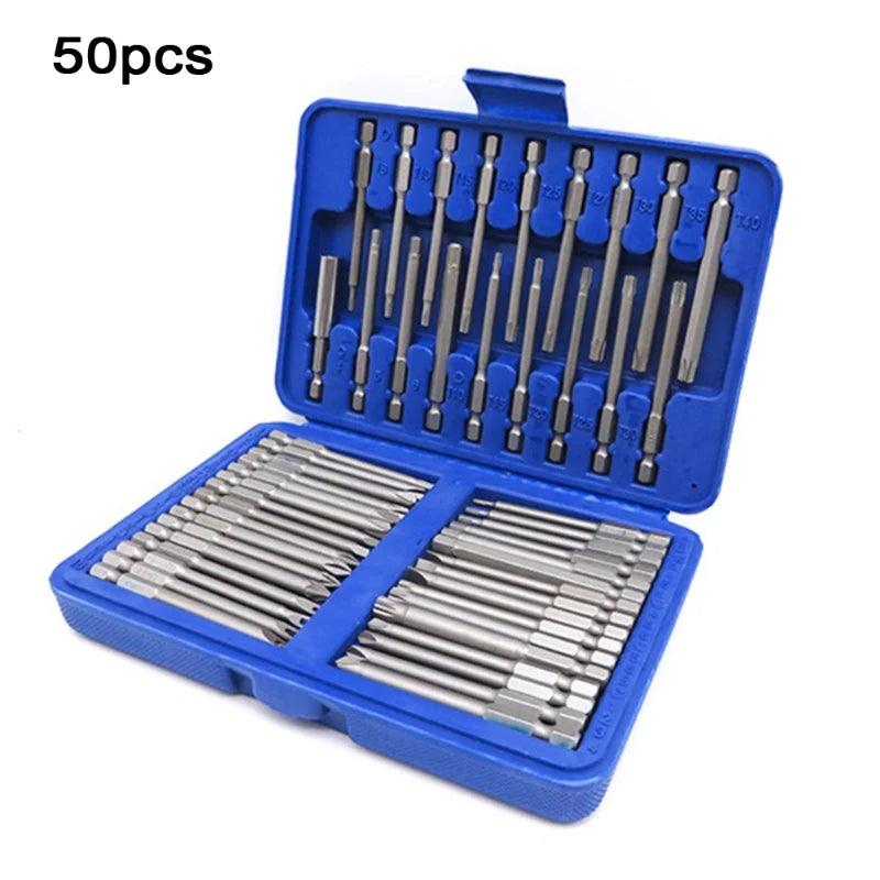 50/36pcs 75mm Extra Long Reach Bit Set Security Magnetic Screwdriver Bits Torx Star Hex Bit Security Bit Set CRV Screwdriver Bit