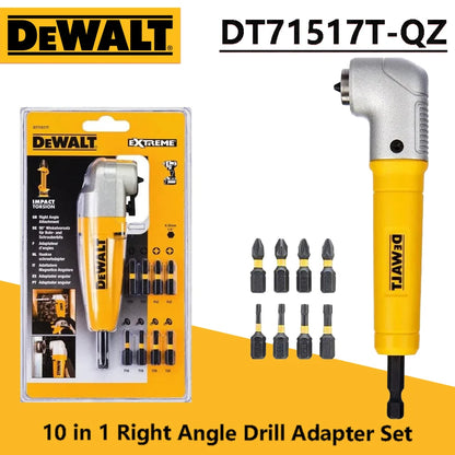 DEWALT DT71517T-QZ 10 in 1 Right Angle Drill Adapter with Bit Set PH/PZ/TORX Impact Ready Driver Dewalt Power Tool Accessories