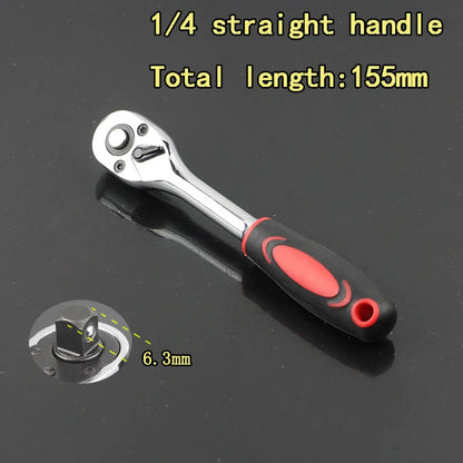 High Torque 72 Teeth Swivel Ratchet Wrench - 1/4", 3/8", 1/2" Drive Steel Socket Wrench with Quick Release