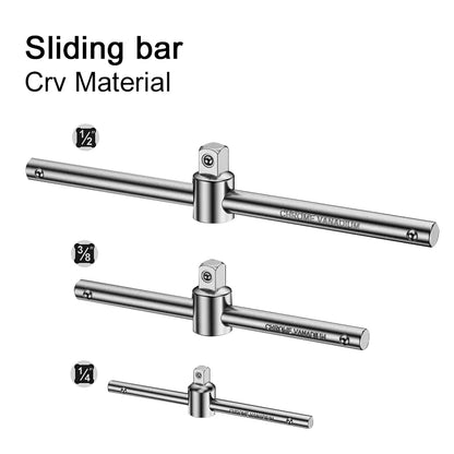 Crv Material 1/4 3/8 1/2 Drive Socket Wrench Extension Sliding T Bar Auto Repair Tools Sleeve Slide Bar Force Applying Rod Pipe