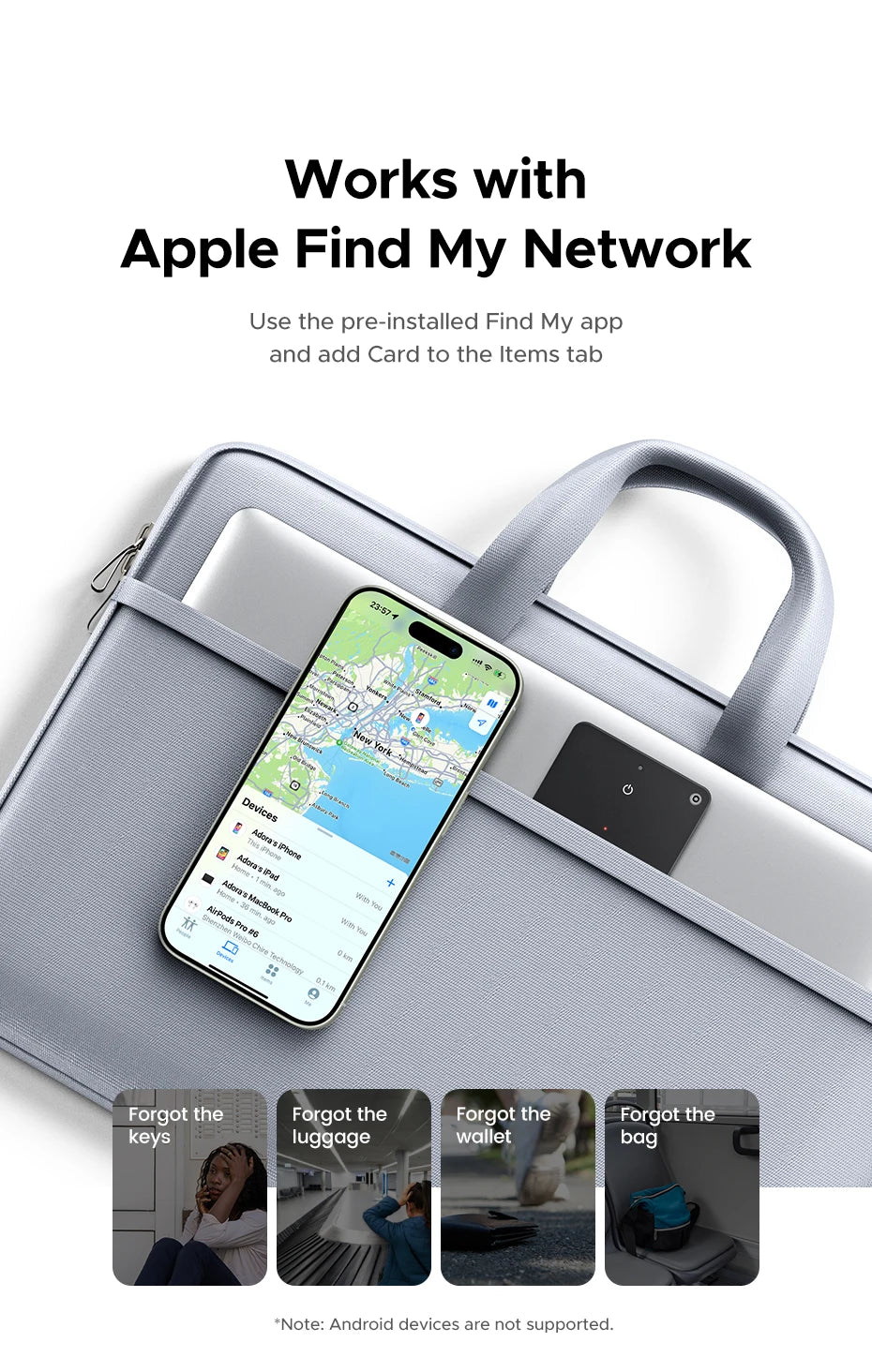 Cardul UGREEN Security SmartTrack Funcționează cu Apple Find My Wallet Tracker Bluetooth Căutare telefon Rezistent la apă (numai iOS)