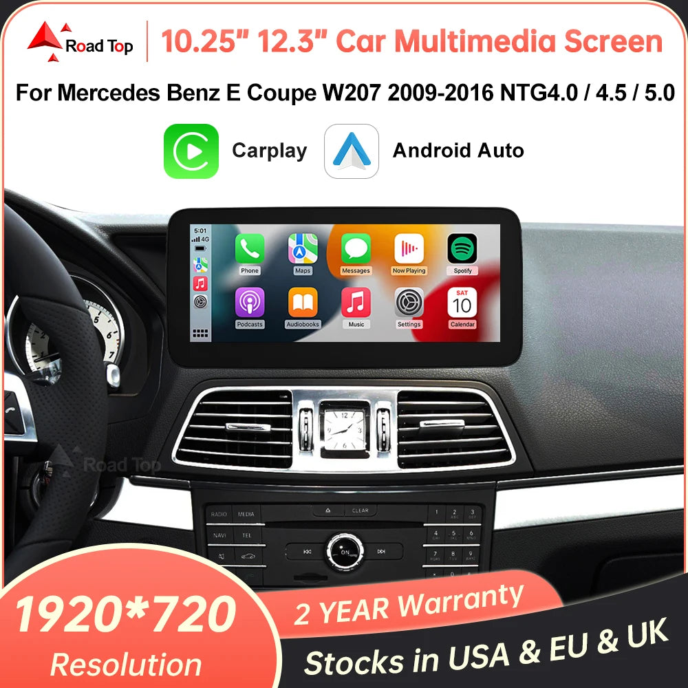 Écran d'affichage multimédia pour Benz E Coupé W207 2009-2016 NTG4.0/4.5/5.0 Carplay sans fil Android Auto Radio Navigation Airplay