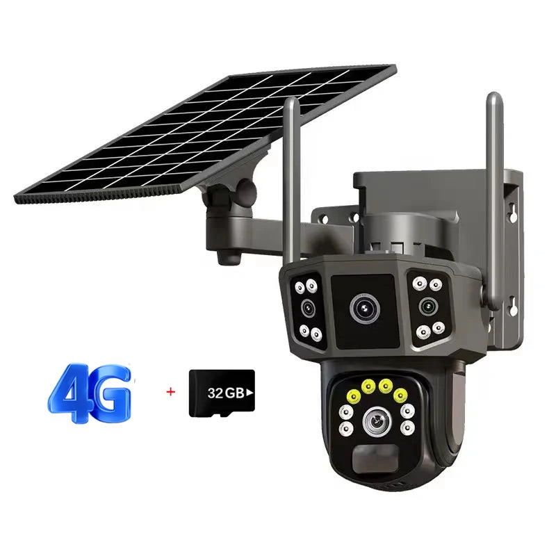 Linook V380 Pro CCTV 4K cameră de rețea de securitate în aer liber wireless WIFI televiziune solară cu circuit închis, cameră solară 4G sim