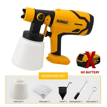 Pistol electric de vopsea cu pulverizare DEWALT 800ML Pulverizator de vopsea fără fir Pulverizator electric de vopsea Unelte electrice pentru vopsit pentru baterie de 18V