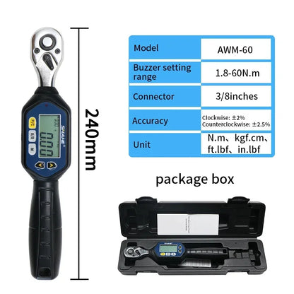 Shahe 1/4'' 3/8'' 1/2'' Mini Torque Wrench Bidirectional Ratchet Head Adjustable Torque Wrench Digital