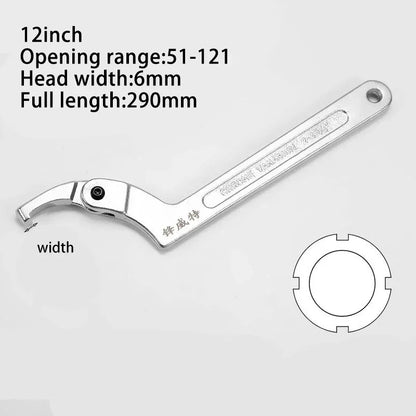 Adjustable Wrench Hook 19-51/32-76/51-120mm Hand Tools Spanner Square/Round Head CR-V Spanner Key for Round Bolt Hand Tools