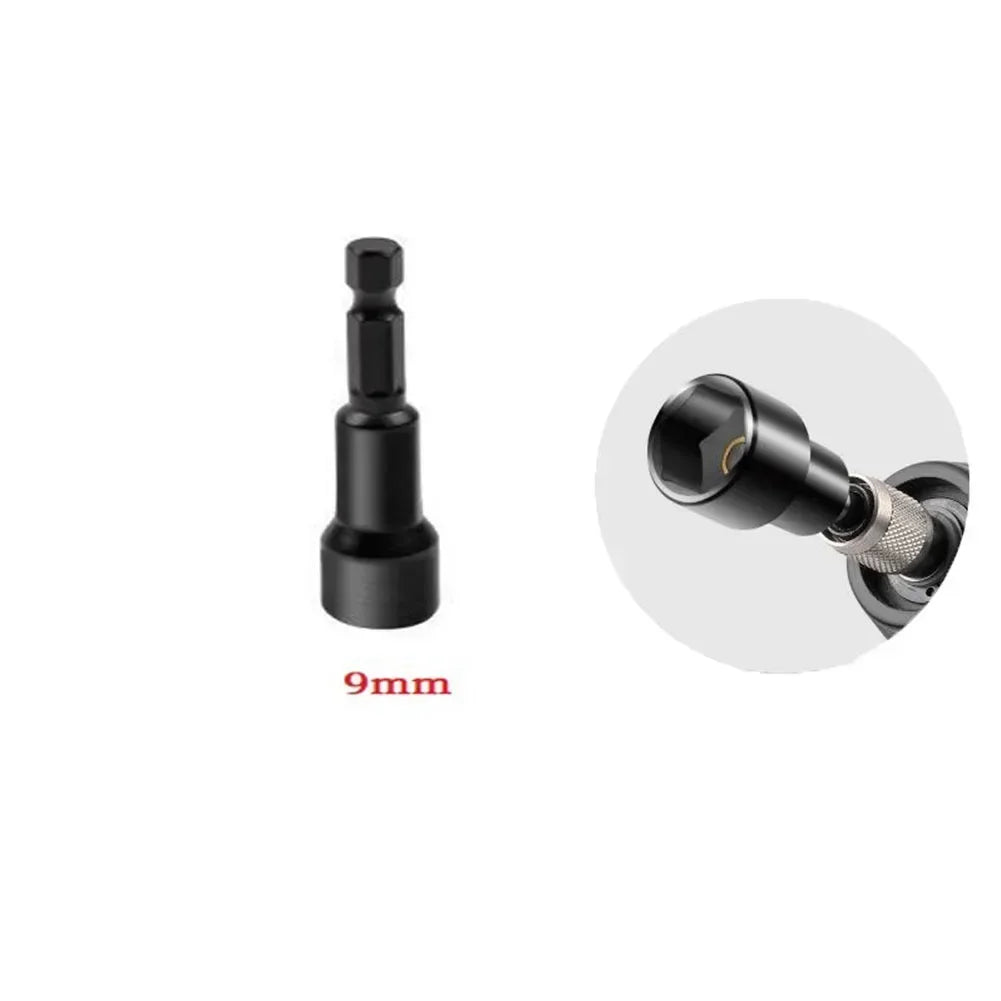 6-19mm Priză de impact Șurubelniță cu piuliță magnetică Adaptor priză adâncă 1/4 inch Capete cheie hexagonală Instrument de reparare a burghiului electric