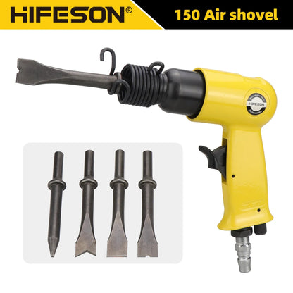 HIFENSON ciocan pneumatic de 120 mm Pistol de mână profesional Lopeți cu gaz Mici pentru îndepărtarea ruginei Unelte pneumatice cu set de 4 dalte