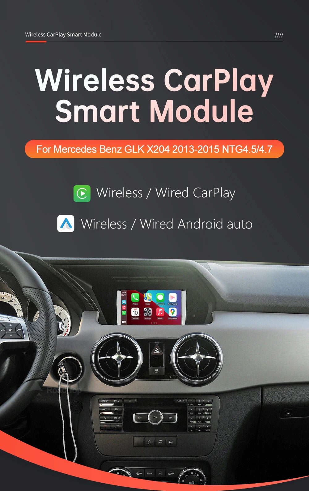 Wireless CarPlay Android Auto for Mercedes Benz GLK X204 2013-2015 with Mirror Link AirPlay Car Play Rear Camera Functions