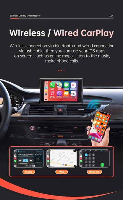 Road Top Wireless CarPlay for Audi A6 A7 2012-2018,with Android Auto Mirror Link AirPlay Bluetooth Rear Camera GPS Navigation