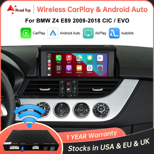 RoadTop Wireless CarPlay Android Auto pentru BMW Z4 E89 2009-2018 CIC EVO System, cu funcții Airplay Mirror Link Car Play