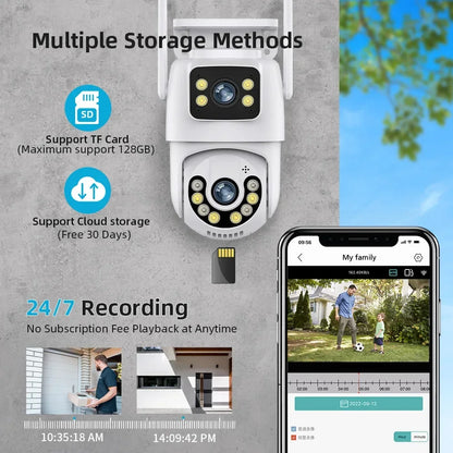 Caméra PTZ Wifi 4K 8MP Extérieure 4MP Double Objectif Double Écran Suivi Automatique Caméra IP CCTV Audio Vidéo Surveillance P2P IPC360 Maison