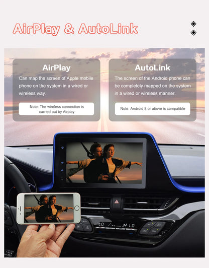 Carplay sans fil Android Auto pour Toyota 2014-2019 Tundra/Highlander/Tacoma/4Runner/Prius/Land Cruiser/Avalon/CH-R/Sienna