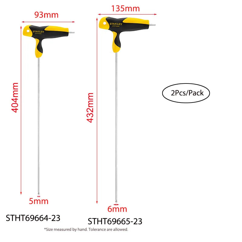 Stanley Extra Long T handle Allen keys Set 8mm 7mm 6mm 5mm 4mm 3mm 2.5mm 2mm Hexagonal Key Ball Tips Professional Screwdriver