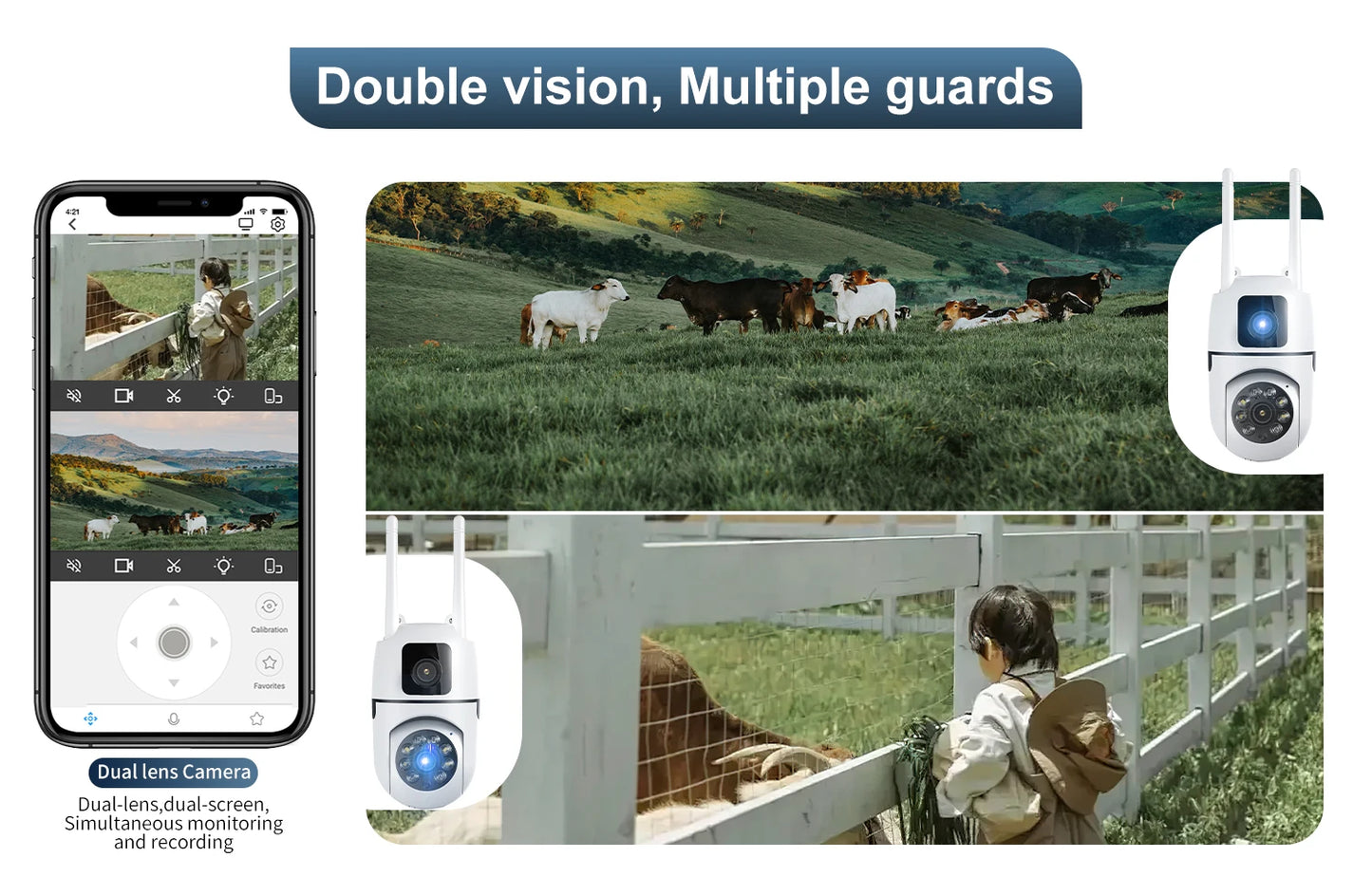 Caméra IP à double objectif 8MP Caméra de surveillance extérieure Wifi PTZ Double écran AI Suivi automatique Protection de sécurité Vidéo Étanche