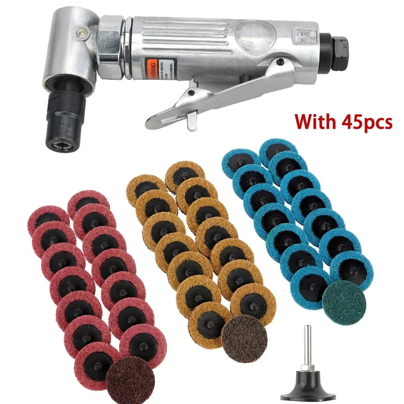 Mini 1/4 Air Angle Die Grinder 90 Degree Pneumatic Grinding Polisher Mill Engraving Machine Carving Tool Kit With Sanding Discs