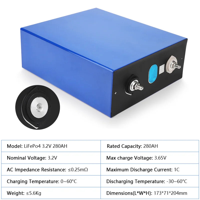 Poland Stock V4 Seplos 14.5KWH Lifepo4 Battery Kits  EVE280K Grade A+ With 10A Active Balancer Home Solar CAN RS485 Free To EU