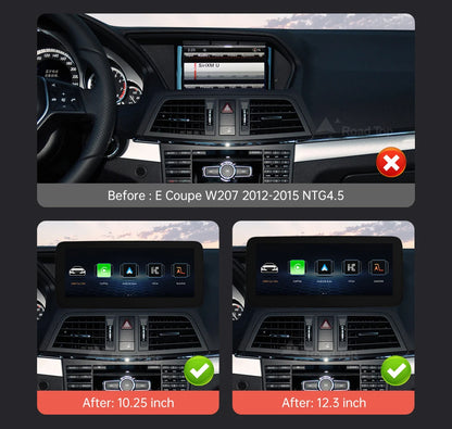 Écran d'affichage multimédia pour Benz E Coupé W207 2009-2016 NTG4.0/4.5/5.0 Carplay sans fil Android Auto Radio Navigation Airplay