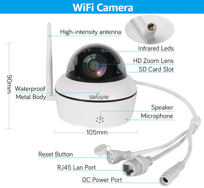 4K 8MP Wifi Dome IP PTZ Cameră în aer liber de urmărire a oamenilor/vehiculului Cameră de securitate audio bidirecțională fără fir Cameră de supraveghere pentru interior