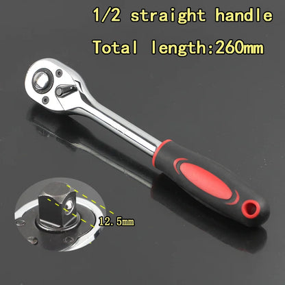 High Torque 72 Teeth Swivel Ratchet Wrench - 1/4", 3/8", 1/2" Drive Steel Socket Wrench with Quick Release