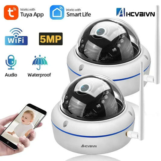 5MP HD Tuya Wifi IP Dome Cameră de securitate pentru casă în aer liber impermeabilă Audio Recrod Wireless CCTV Video Supraveghere Camera Smart Life