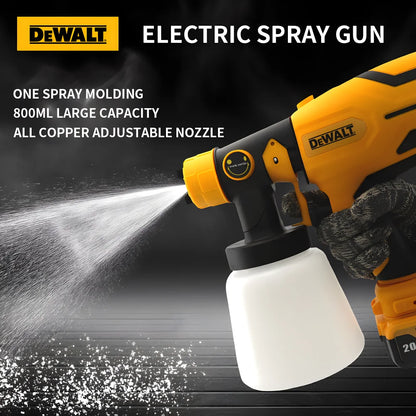 Pistol electric de vopsea cu pulverizare DEWALT 800ML Pulverizator de vopsea fără fir Pulverizator electric de vopsea Unelte electrice pentru vopsit pentru baterie de 18V