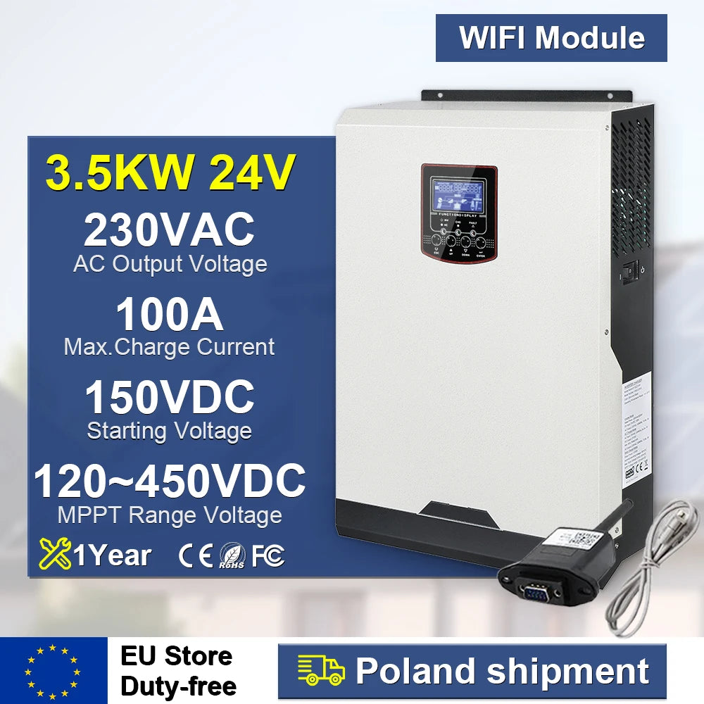 Hybrid Solar Inverter 48v 5.5kw 220v Pure wave 120-450VDC Mppt Solar Charge Controller With Wifi 24v 3.5kw Inverter Solar