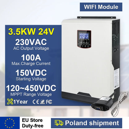 Hybrid Solar Inverter 48v 5.5kw 220v Pure wave 120-450VDC Mppt Solar Charge Controller With Wifi 24v 3.5kw Inverter Solar