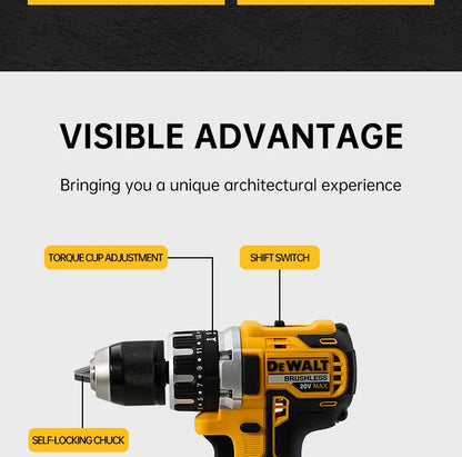 DEWALT DCD796 Burghiu electric 13mm Șurubelniță portabilă fără perii 70 Nm Mașină de găurit cu impact Litiu reîncărcabilă 20V Unealtă electrică