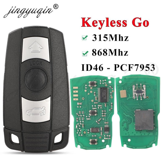 jingyuqin 315/868MHz Keyless-Go Remote Smart Key for BMW 3/5 Series CAS3 X5 X6 Z4 E70 Car ID46 Pcf7953 Comfort Access Hands Free