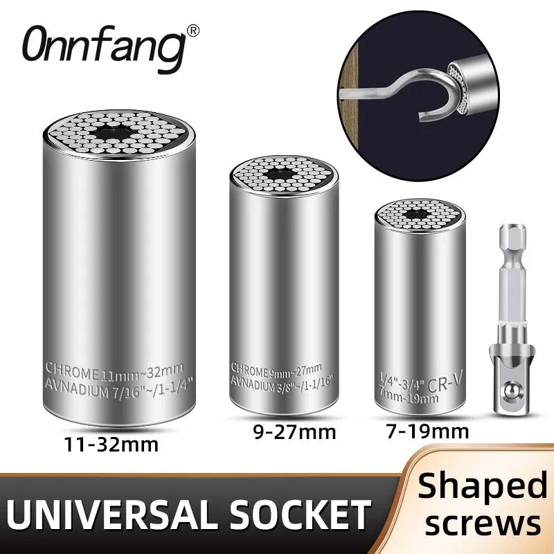 Onnfang 7-19 11-32mm Ratchet Wrench Universal Socket Head Spanner Household Socket Power/Hand Tool Multifuntional Wrench