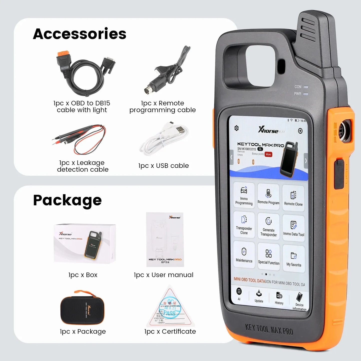 Xhorse Dolphin XP005L XP-005L Dolphin II Key Cutting Machine Plus VVDI Key Tool Max Pro With MINI OBD Tool Function