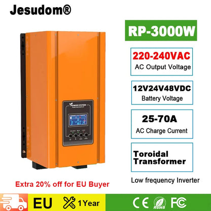 3000W Off Grid Inverter DC 12V24V48V to AC220V230V240VAC with AC Charger and UPS Can be Wall Mounted