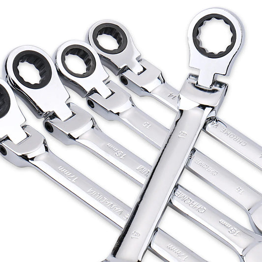 Ratchet Wrench of Keys Spanner Set Hand Tool 72-Tooth Ratcheting Flexible Head Mirror Finish 6mm-27mm Auto and Home Repair 1 pcs