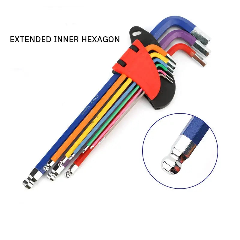 Hex Key Set Metric SAE Allen Wrenches Set Extra Long Ball & Star End Hex Key Set Metric 1.5-10mm Wrench Kit For Bicycle Repair