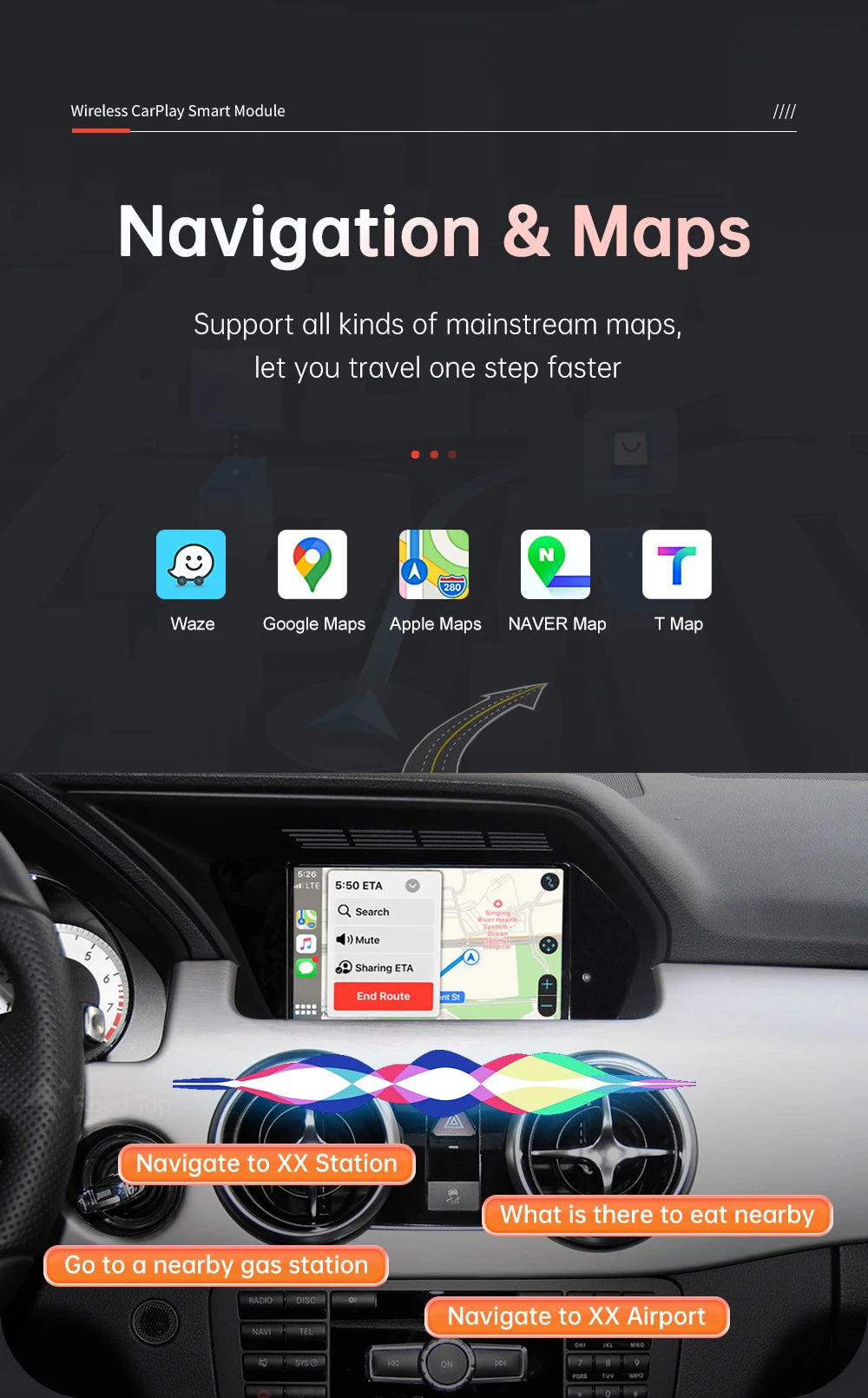 Wireless CarPlay Android Auto for Mercedes Benz GLK X204 2013-2015 with Mirror Link AirPlay Car Play Rear Camera Functions