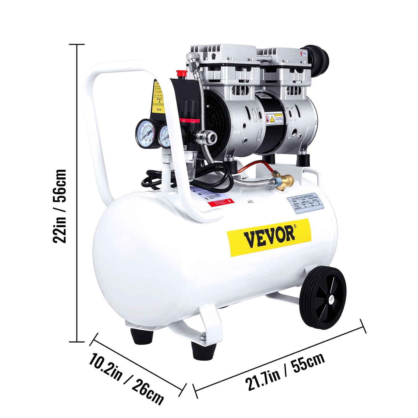 VEVOR 14/18/30/35 L Silent Whisper Compressor 850/1000/1500 W Quiet Oil-Free Compressor 1.1/1.5/2 HP For Workshop Tires Bicycle