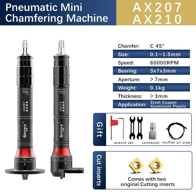 Mini mașină pneumatică portabilă de teșit cu arc de 45 de grade Mașină de tăiat teșit manual pentru debavurarea metalelor 0,1 ~ 0,9 mm